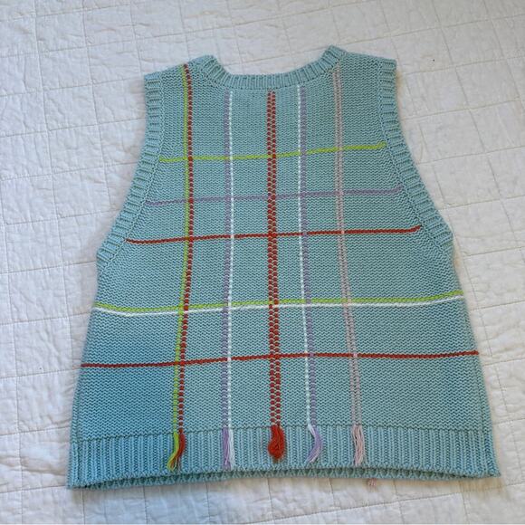 Alice + Olivia Rosalina Grid Shell Sweater Vest Plaid Large - Picture 3 of 10